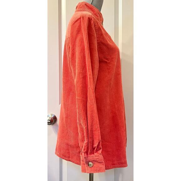 Chadwicks Womens Corduroy Shacket Shirt Jacket Long Sleeve Button Up Orange M - Picture 4 of 8